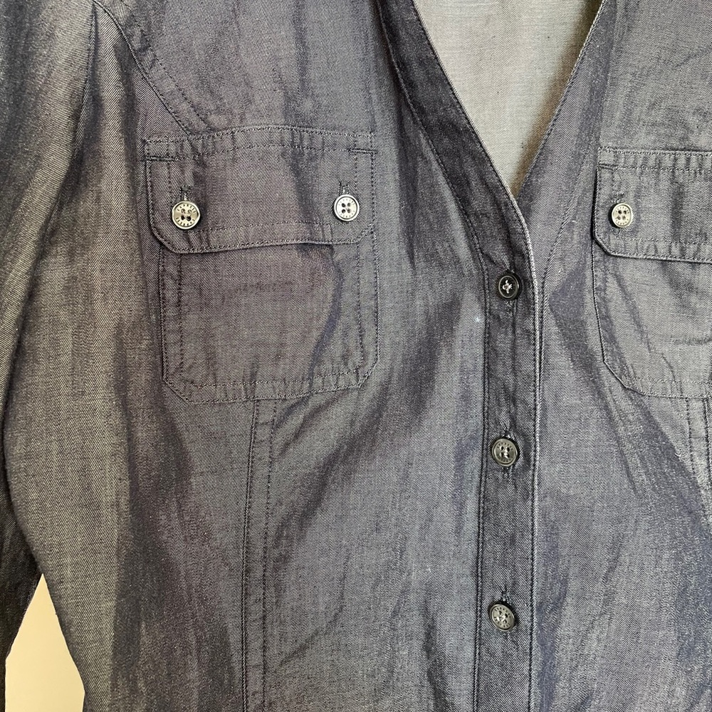 Express Tailored Chambray Button Down, Xs - image 5